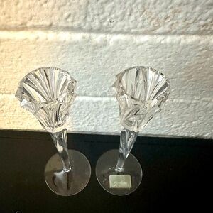 NOS SET OF 2 GORHAM CRYSTAL ESPRIT 10" TAPER CANDLESTICK HOLDERS